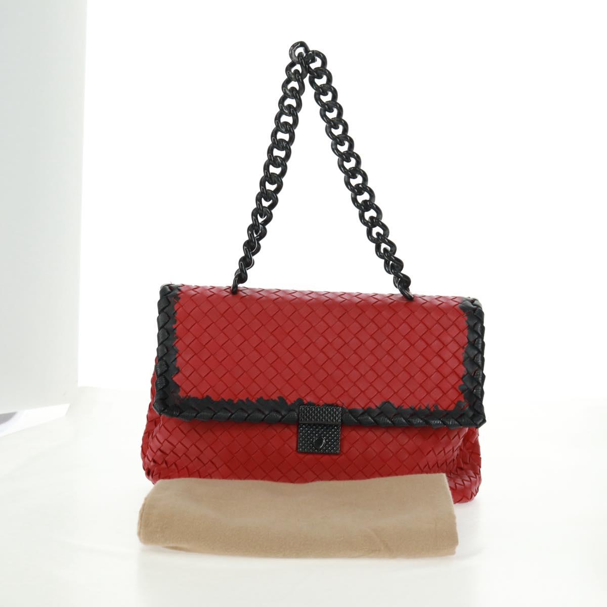 BOTTEGA VENETA INTRECCIATO Shoulder Bag Leather Red Auth 154274V