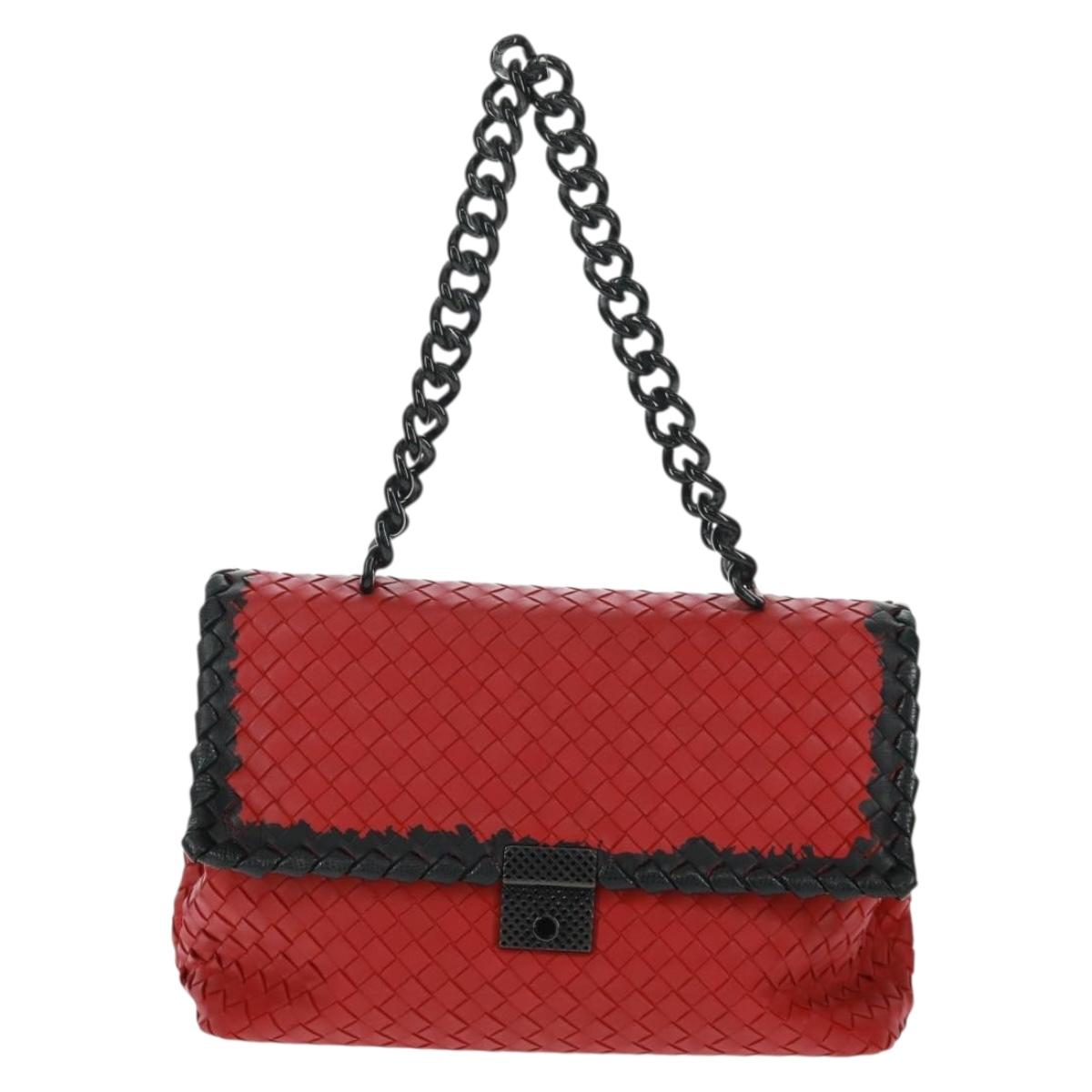 BOTTEGA VENETA INTRECCIATO Shoulder Bag Leather Red Auth 154274V