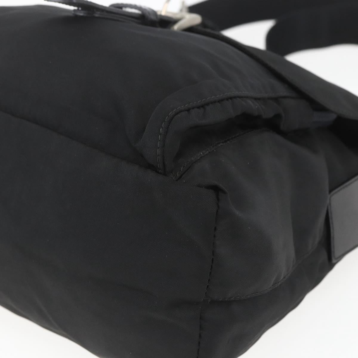 PRADA Shoulder Bag Nylon Black Silver Auth 154275