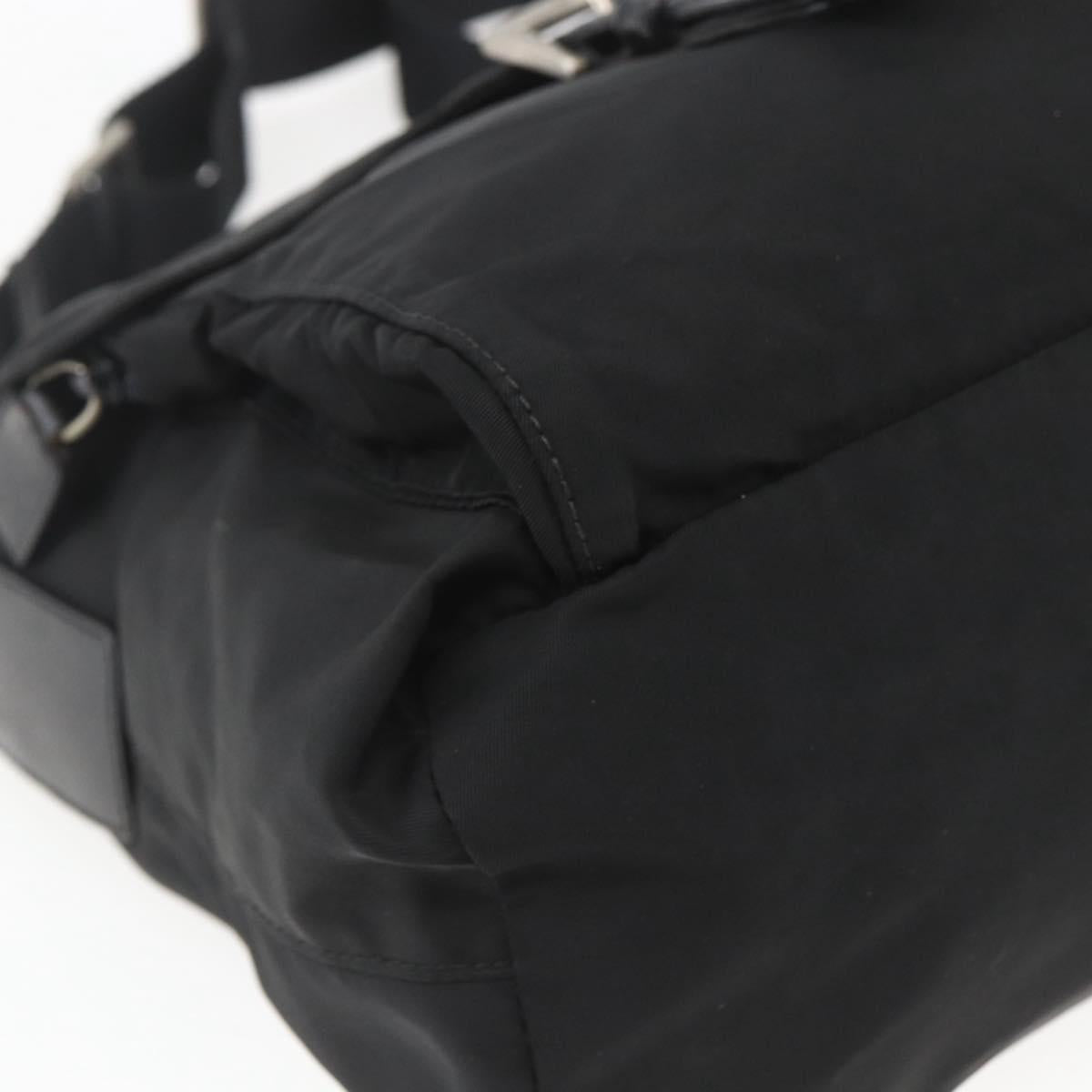 PRADA Shoulder Bag Nylon Black Silver Auth 154275
