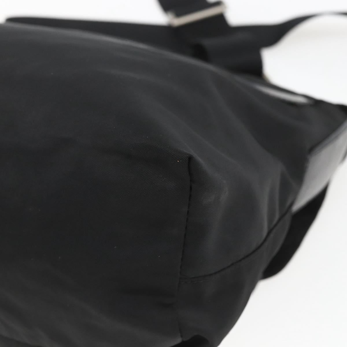 PRADA Shoulder Bag Nylon Black Silver Auth 154275