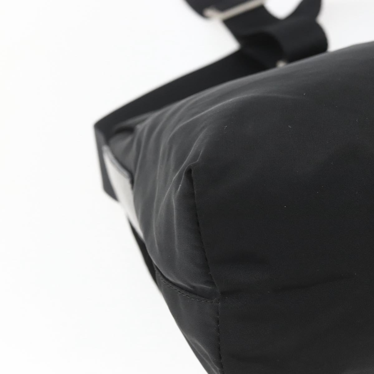 PRADA Shoulder Bag Nylon Black Silver Auth 154275