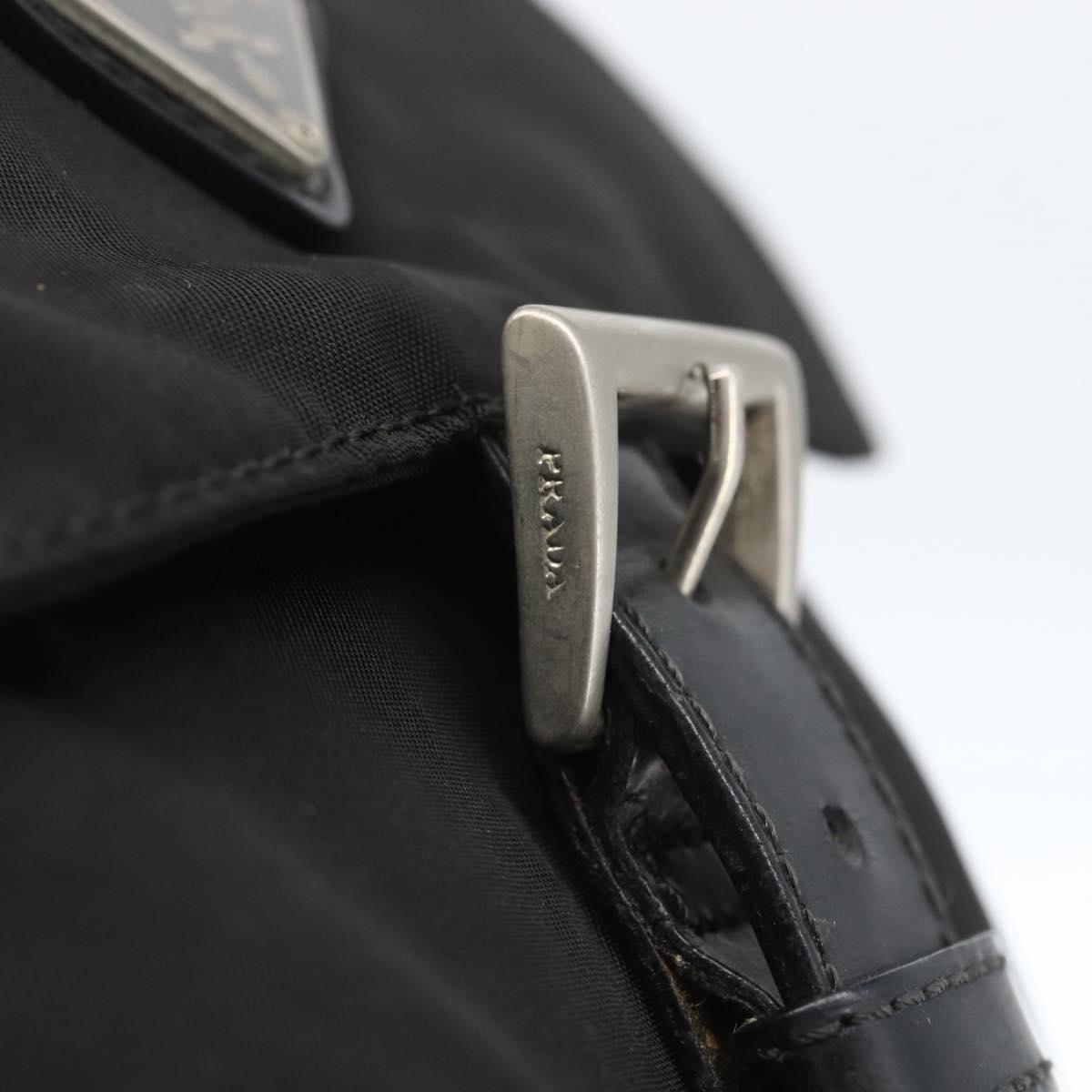 PRADA Shoulder Bag Nylon Black Silver Auth 154275