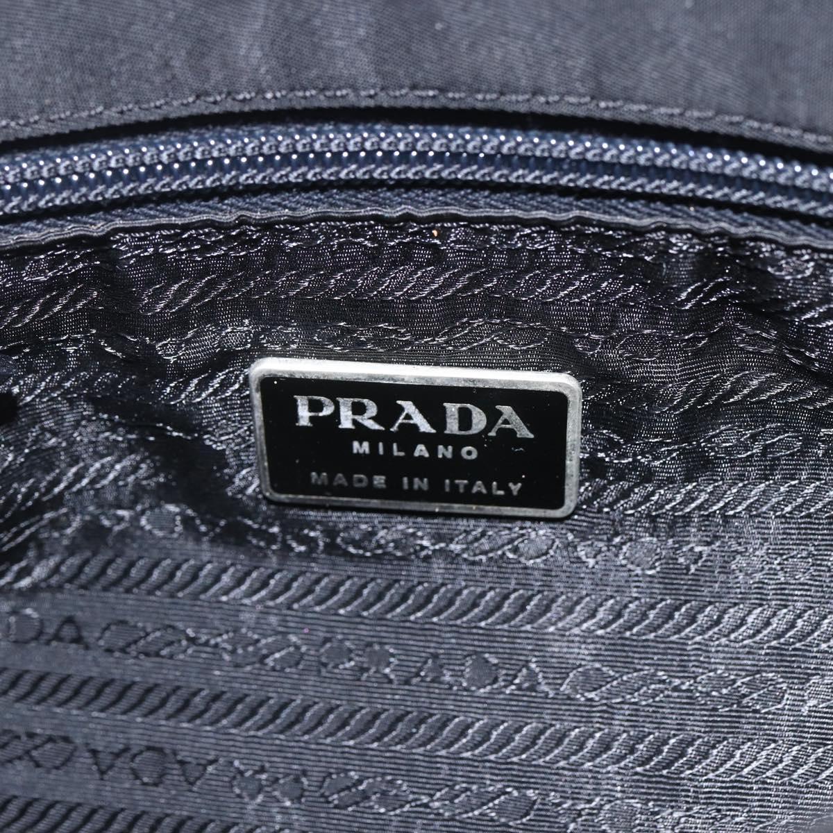 PRADA Shoulder Bag Nylon Black Silver Auth 154275