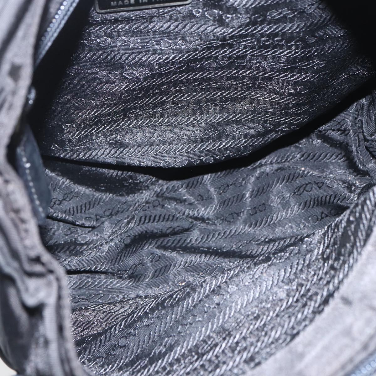 PRADA Shoulder Bag Nylon Black Silver Auth 154275