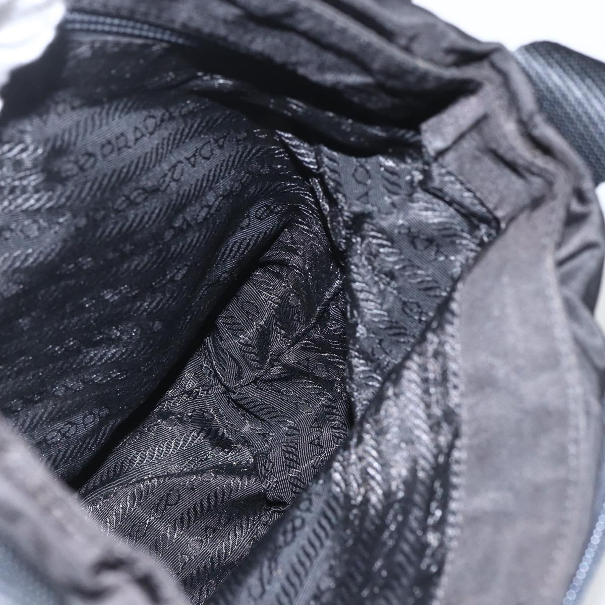 PRADA Shoulder Bag Nylon Black Silver Auth 154275