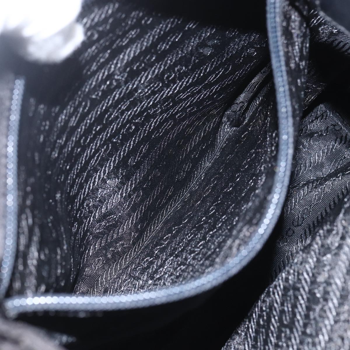 PRADA Shoulder Bag Nylon Black Silver Auth 154275