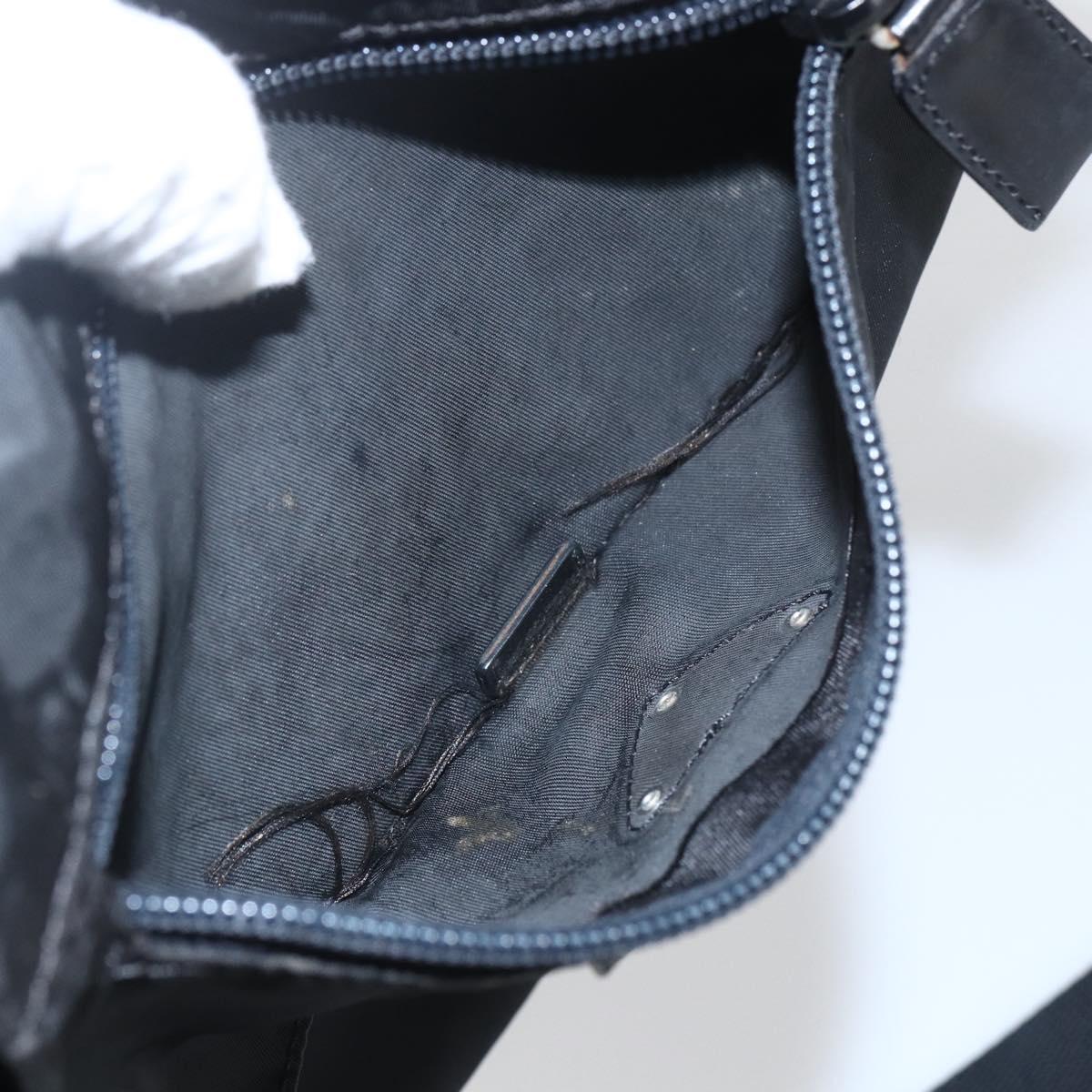 PRADA Shoulder Bag Nylon Black Silver Auth 154275