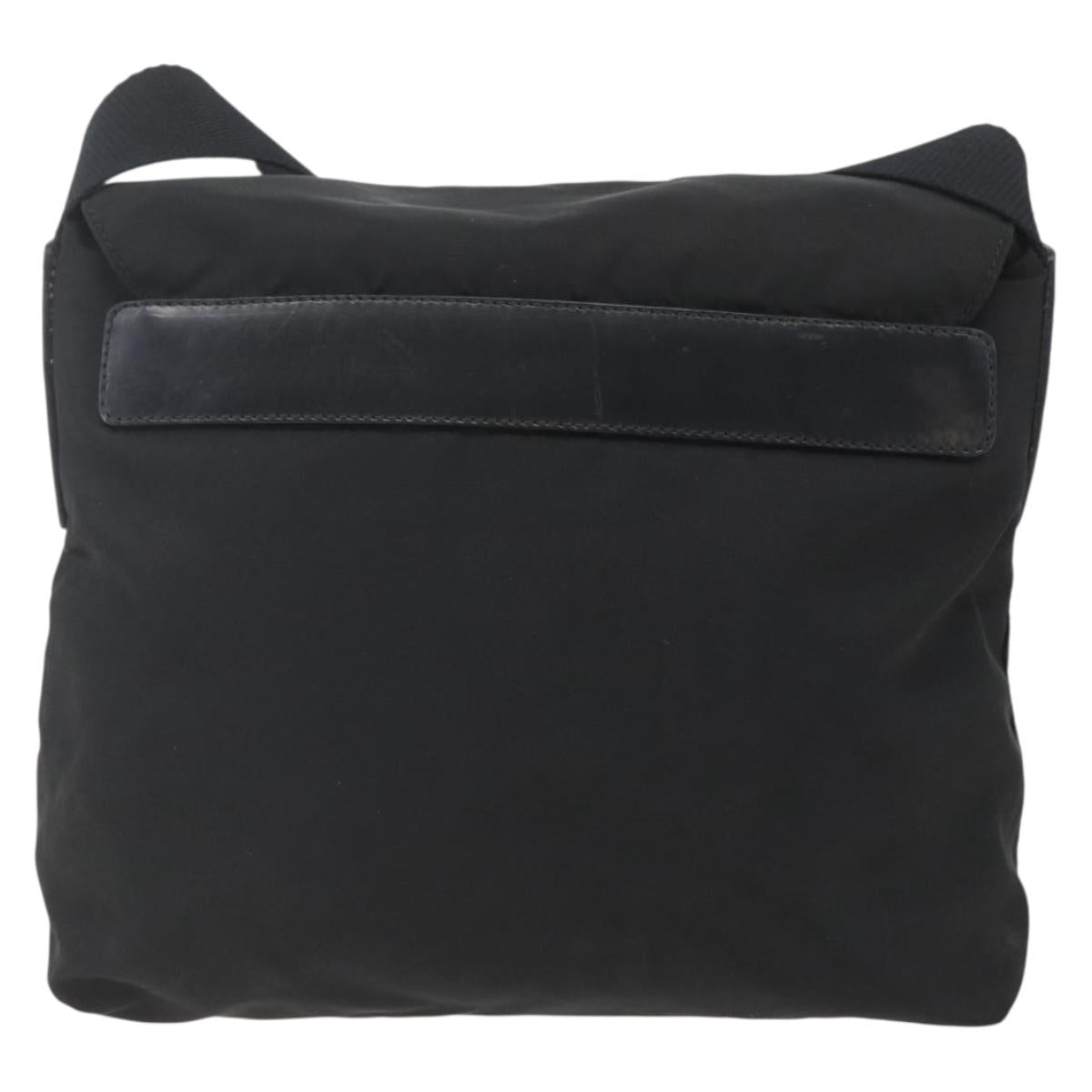 PRADA Shoulder Bag Nylon Black Silver Auth 154275