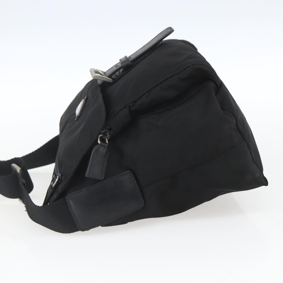 PRADA Shoulder Bag Nylon Black Silver Auth 154275