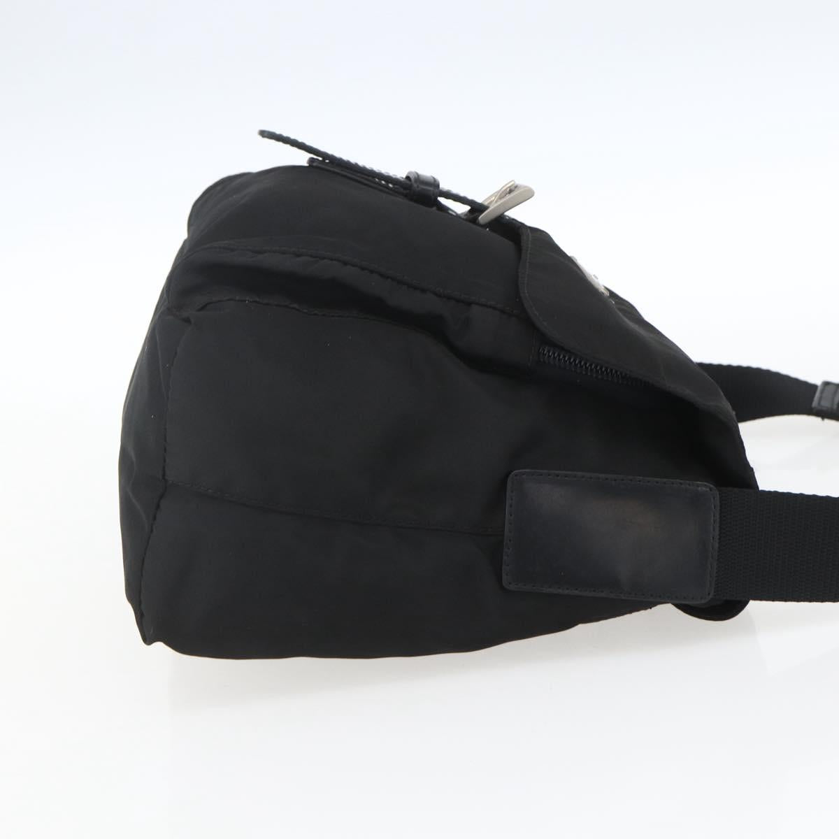 PRADA Shoulder Bag Nylon Black Silver Auth 154275