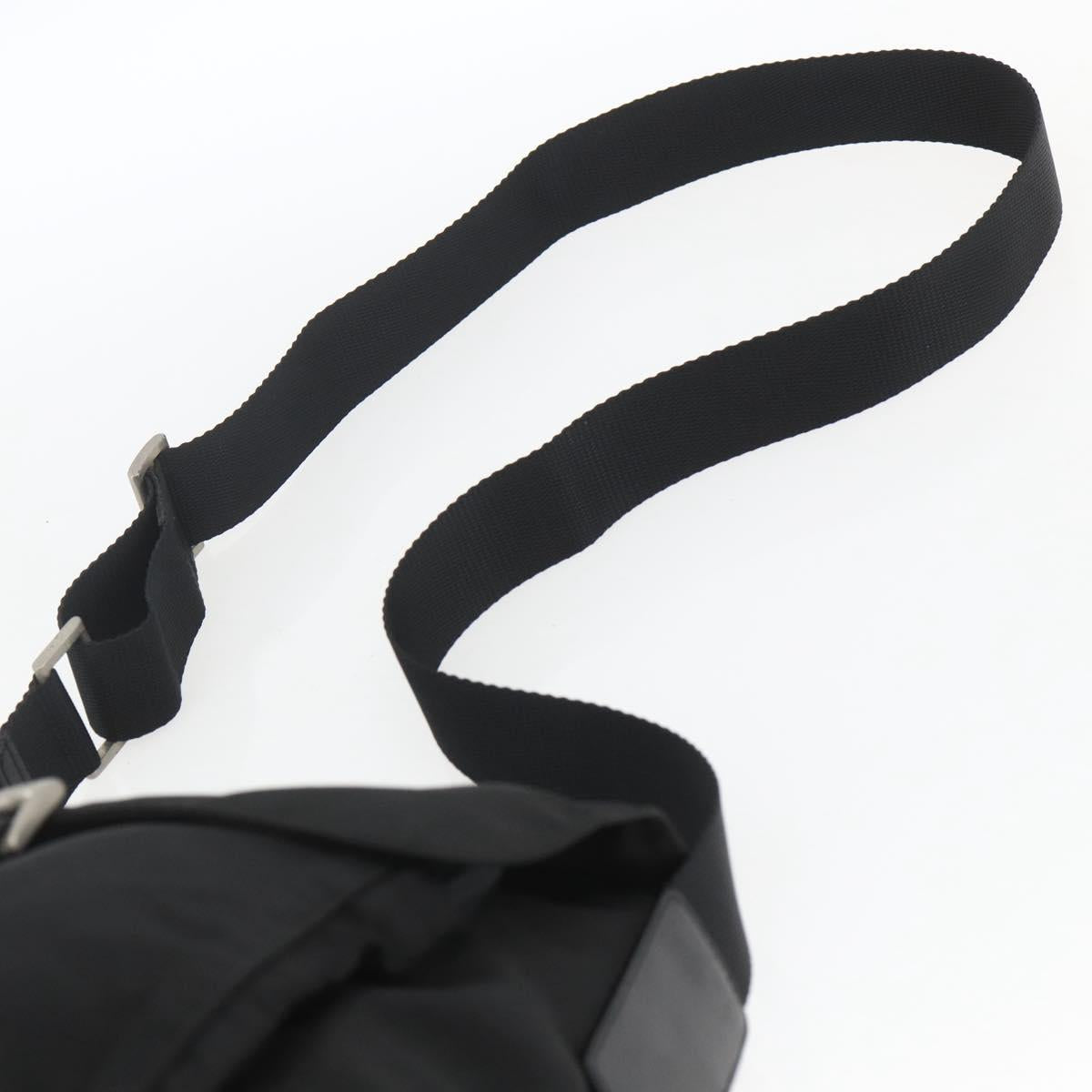 PRADA Shoulder Bag Nylon Black Silver Auth 154275