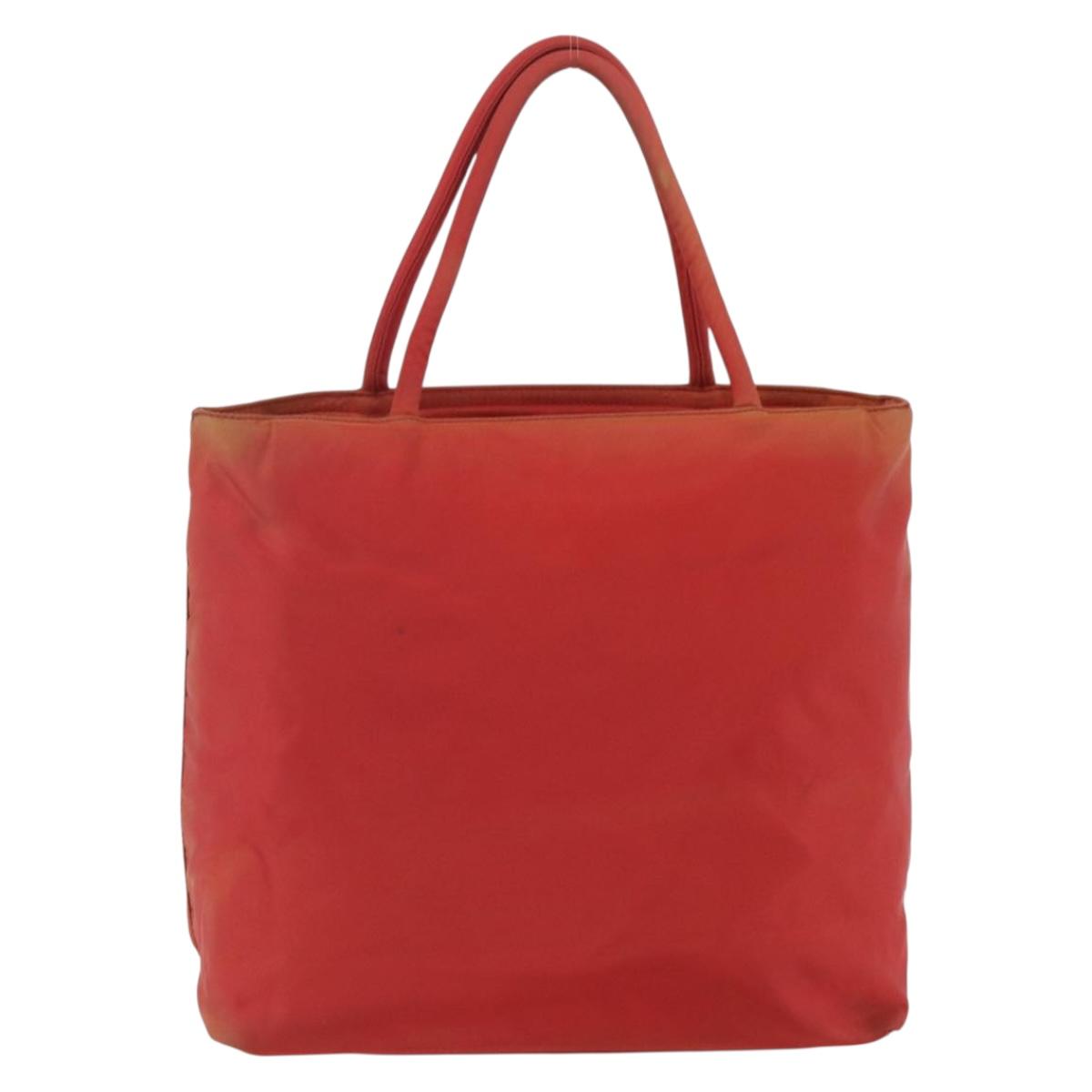 PRADA Hand Bag Nylon Red Auth 154276