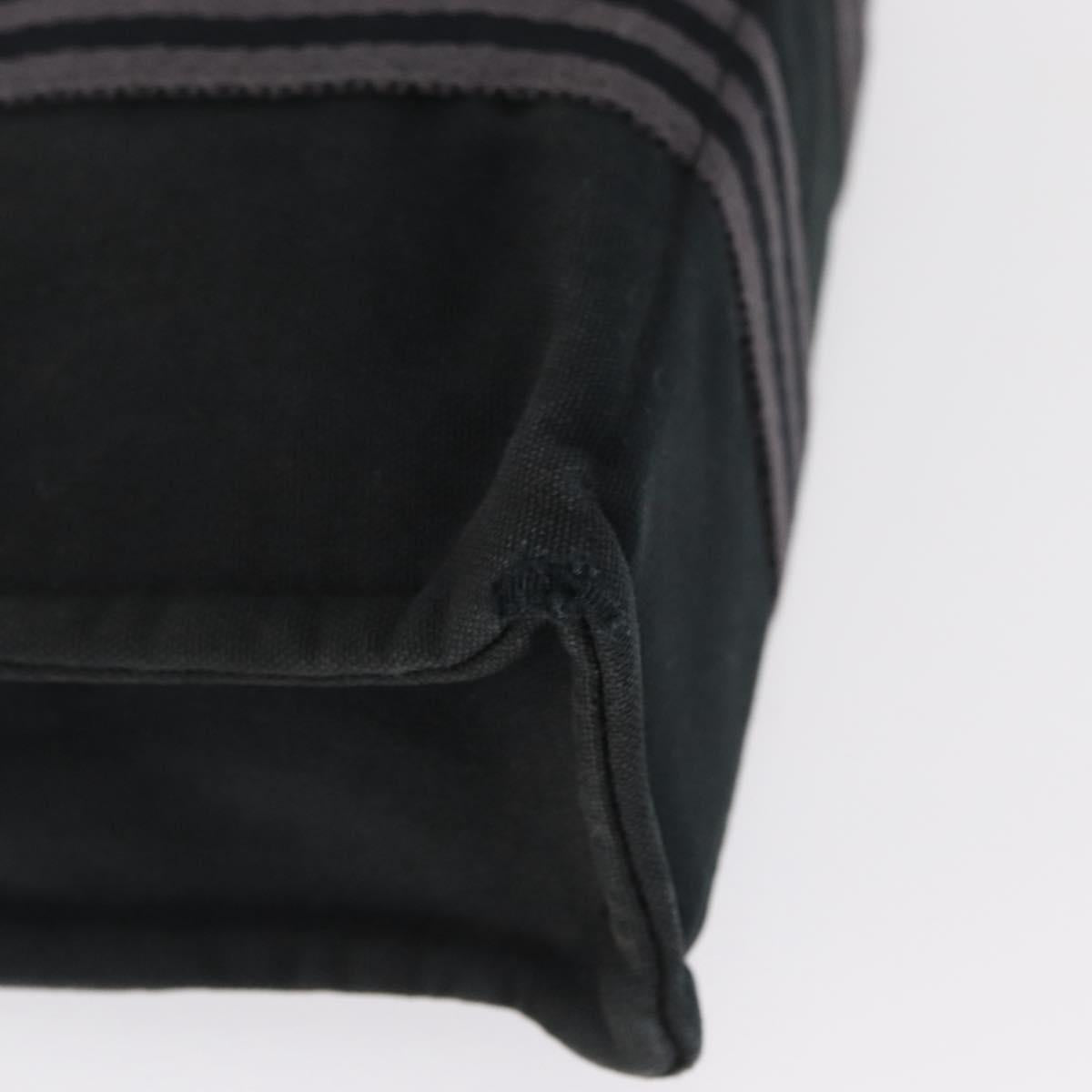 HERMES Fourre Tout PM Hand Bag Canvas Silver Navy Auth 154282