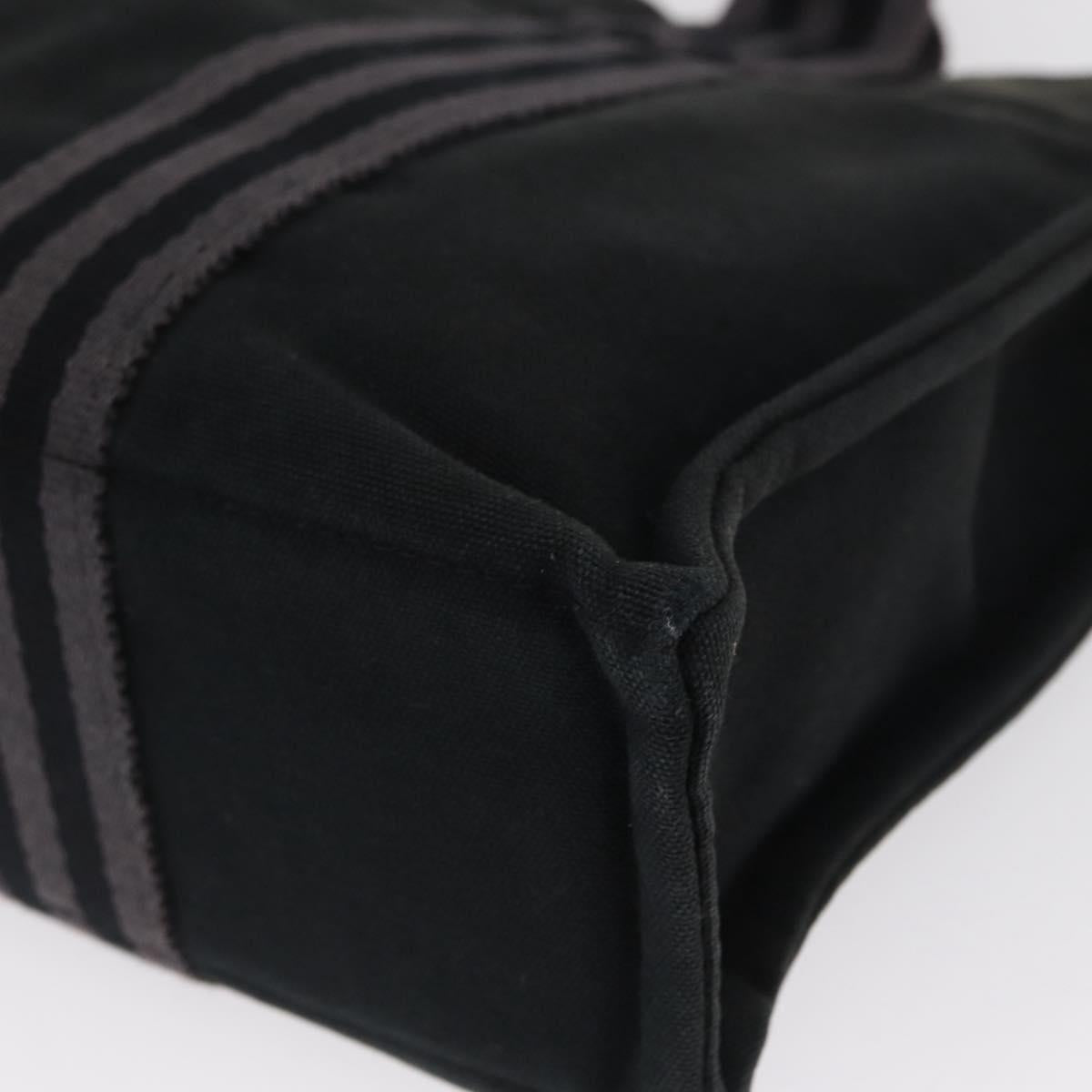 HERMES Fourre Tout PM Hand Bag Canvas Silver Navy Auth 154282