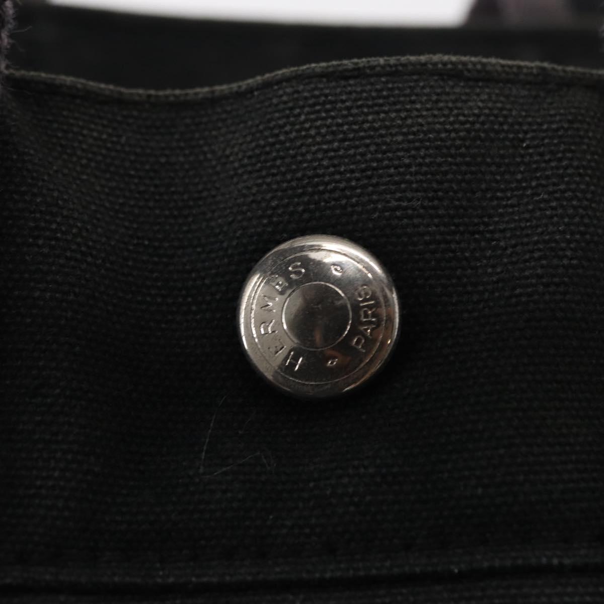 HERMES Fourre Tout PM Hand Bag Canvas Silver Navy Auth 154282