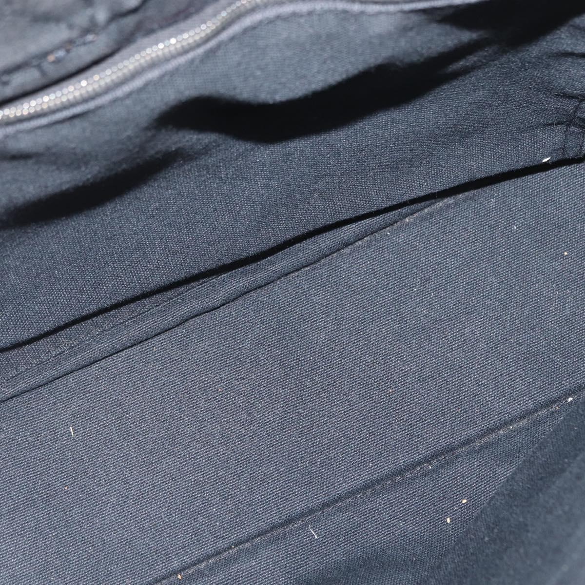 HERMES Fourre Tout PM Hand Bag Canvas Silver Navy Auth 154282