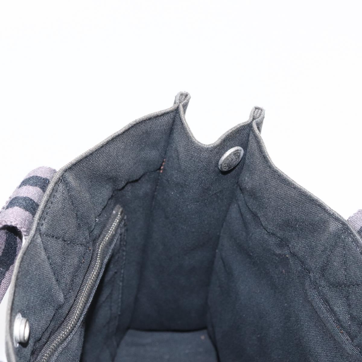 HERMES Fourre Tout PM Hand Bag Canvas Silver Navy Auth 154282