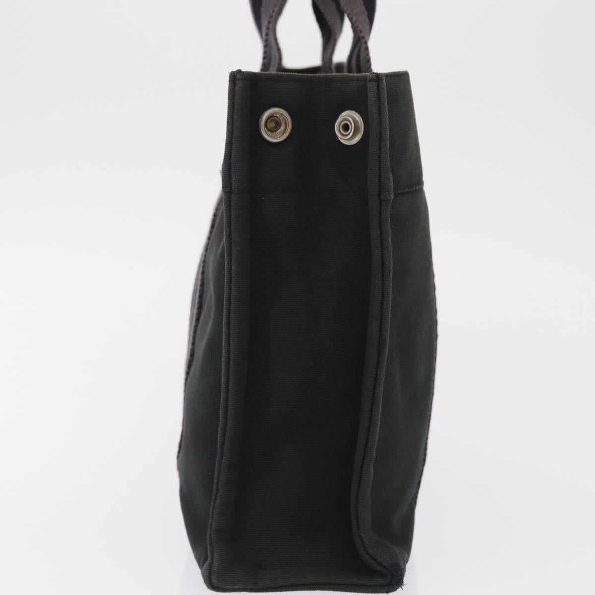 HERMES Fourre Tout PM Hand Bag Canvas Silver Navy Auth 154282