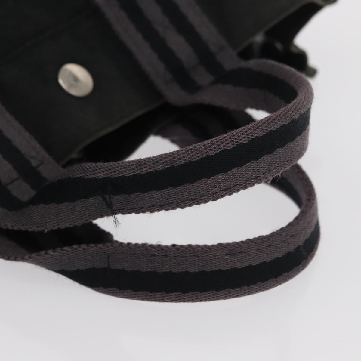 HERMES Fourre Tout PM Hand Bag Canvas Silver Navy Auth 154282