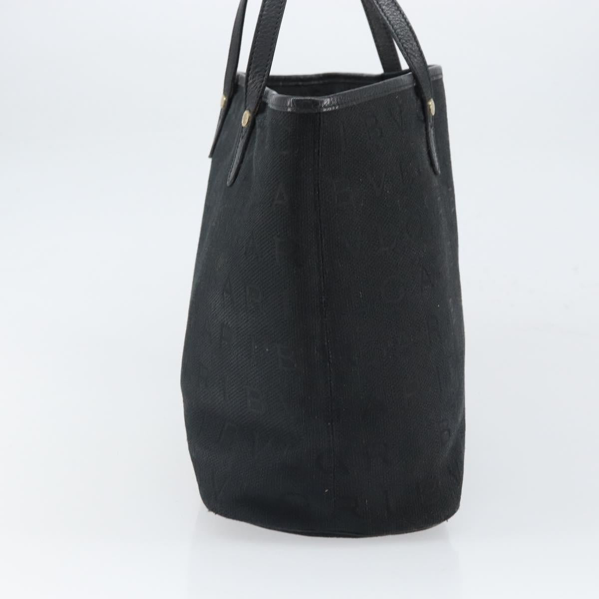 BVLGARI Logo Mania Tote Bag Canvas Black Gold Auth 154287
