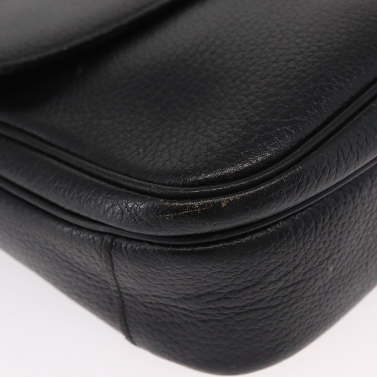 Burberrys Shoulder Bag Leather Black Gold Auth 154288