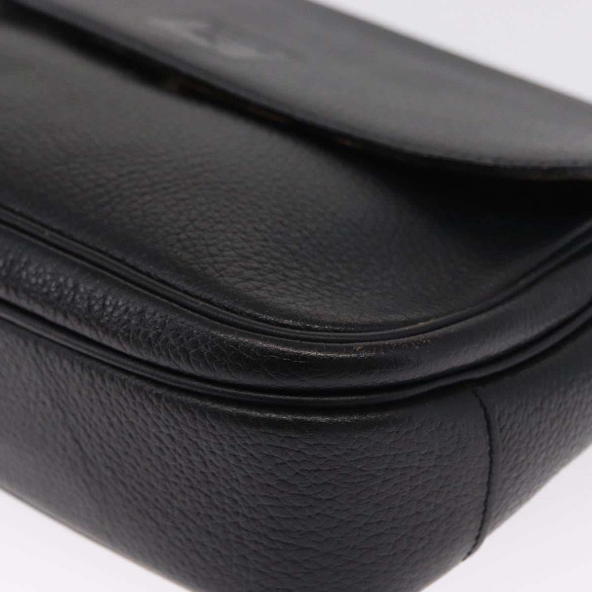 Burberrys Shoulder Bag Leather Black Gold Auth 154288