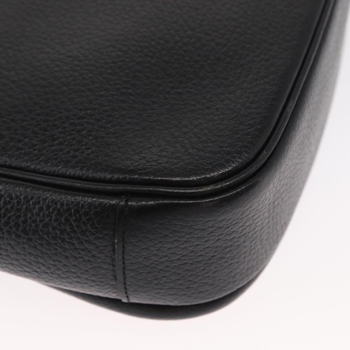 Burberrys Shoulder Bag Leather Black Gold Auth 154288