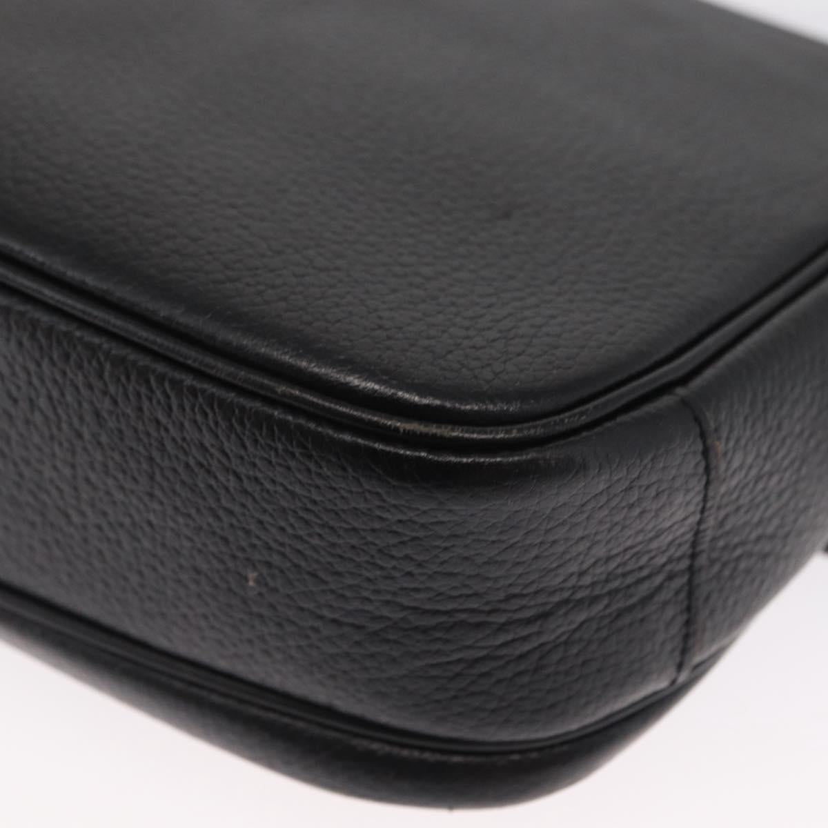 Burberrys Shoulder Bag Leather Black Gold Auth 154288