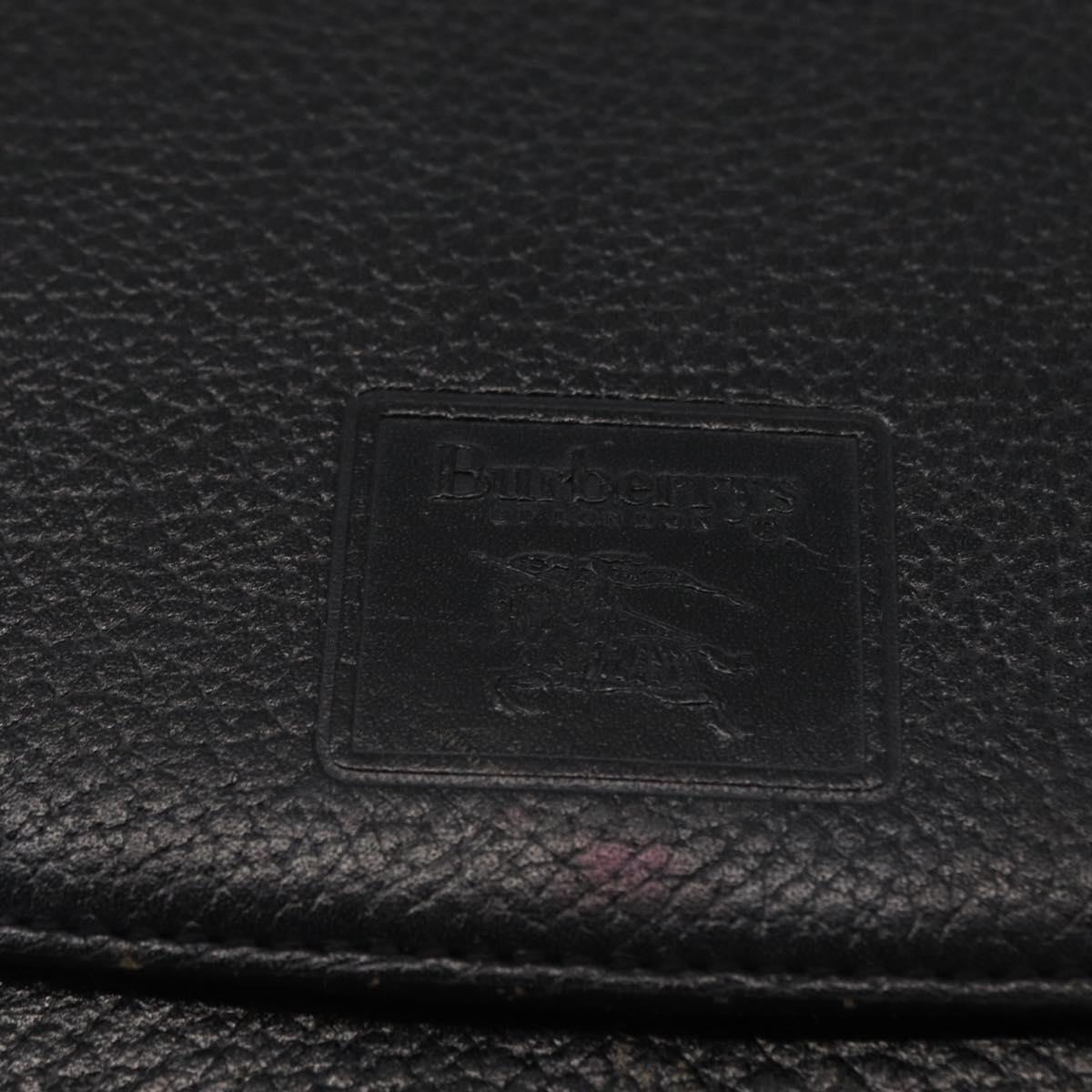 Burberrys Shoulder Bag Leather Black Gold Auth 154288