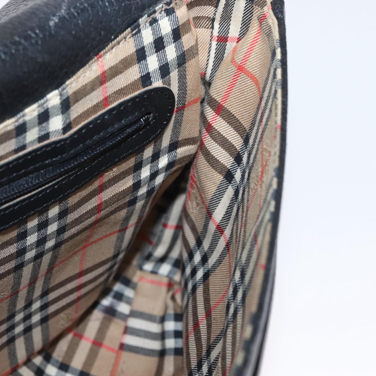 Burberrys Shoulder Bag Leather Black Gold Auth 154288