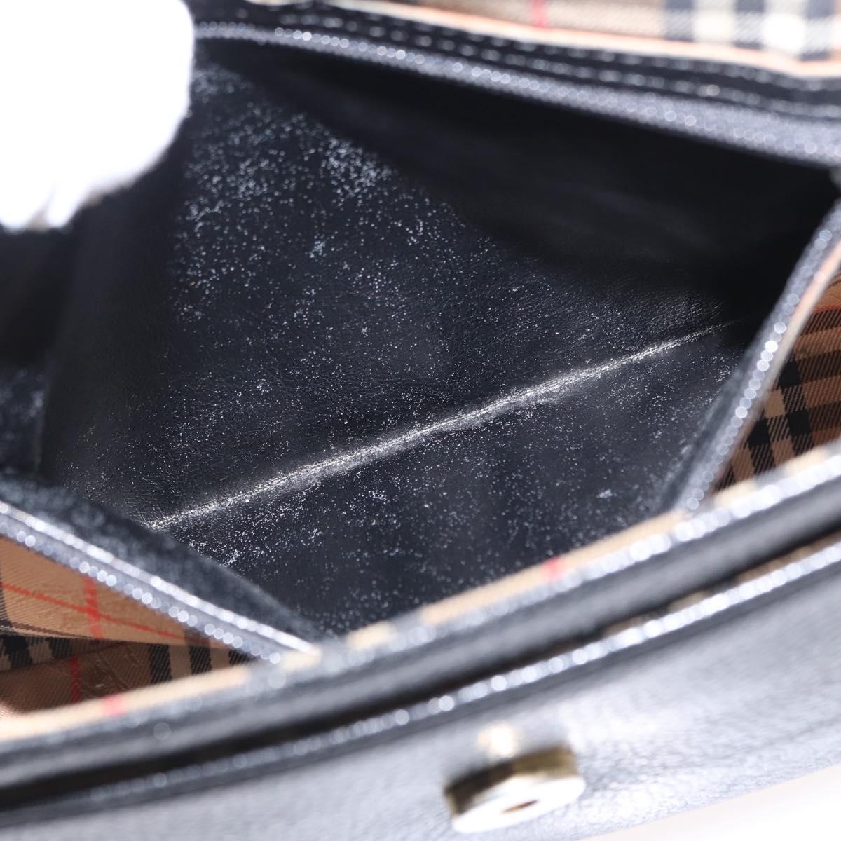 Burberrys Shoulder Bag Leather Black Gold Auth 154288