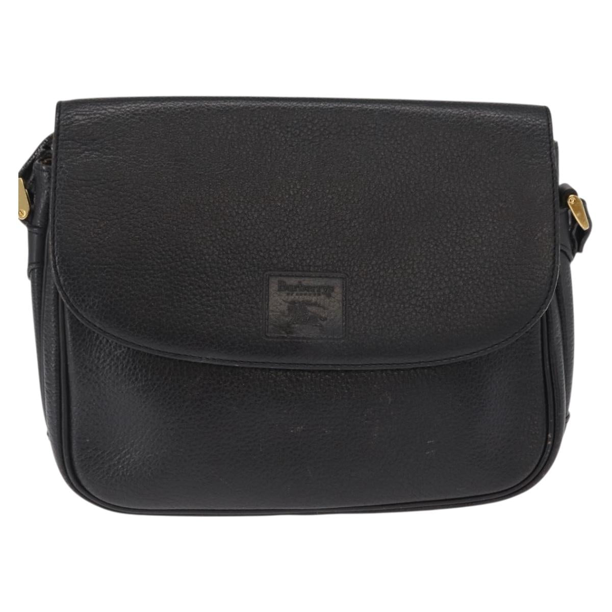 Burberrys Shoulder Bag Leather Black Gold Auth 154288