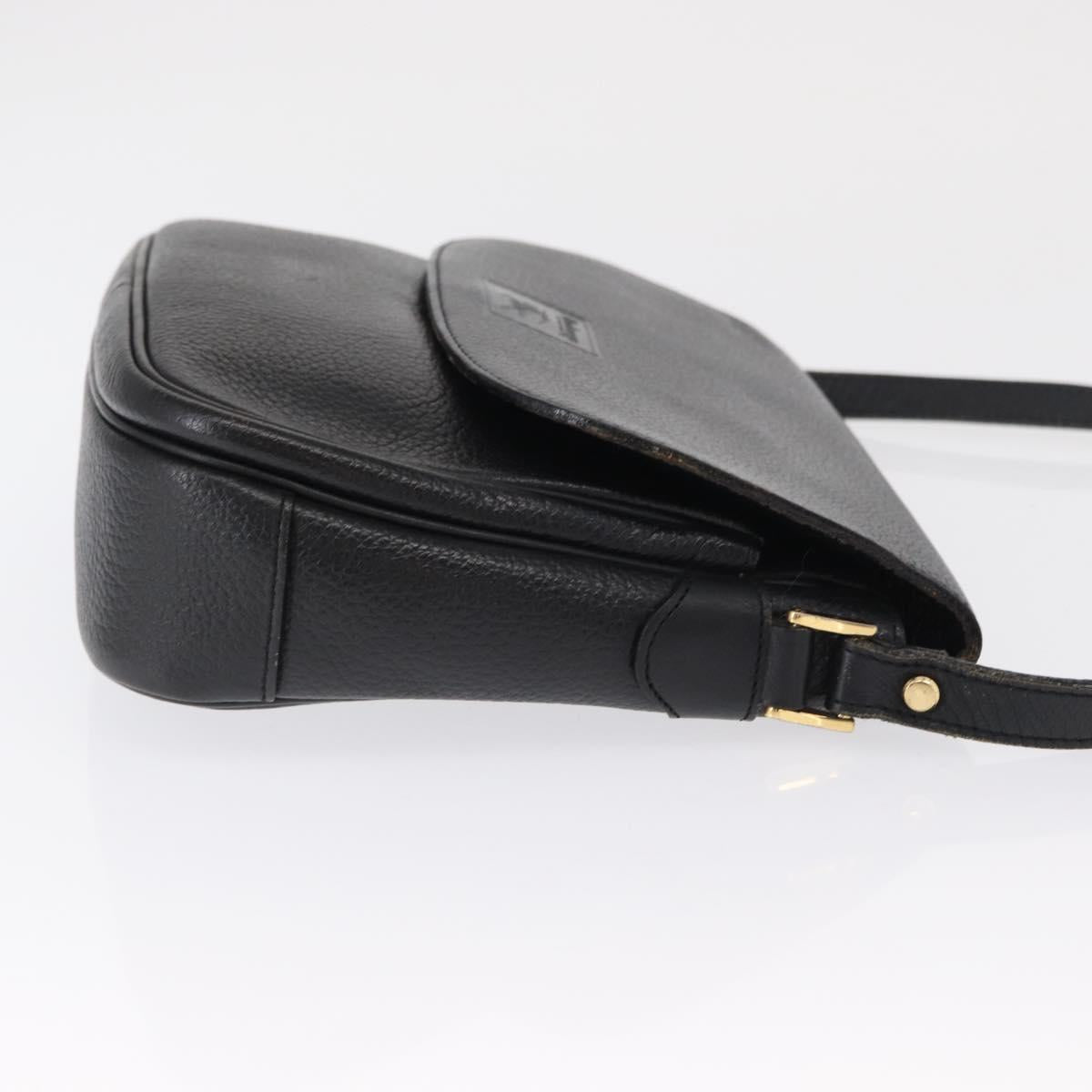 Burberrys Shoulder Bag Leather Black Gold Auth 154288