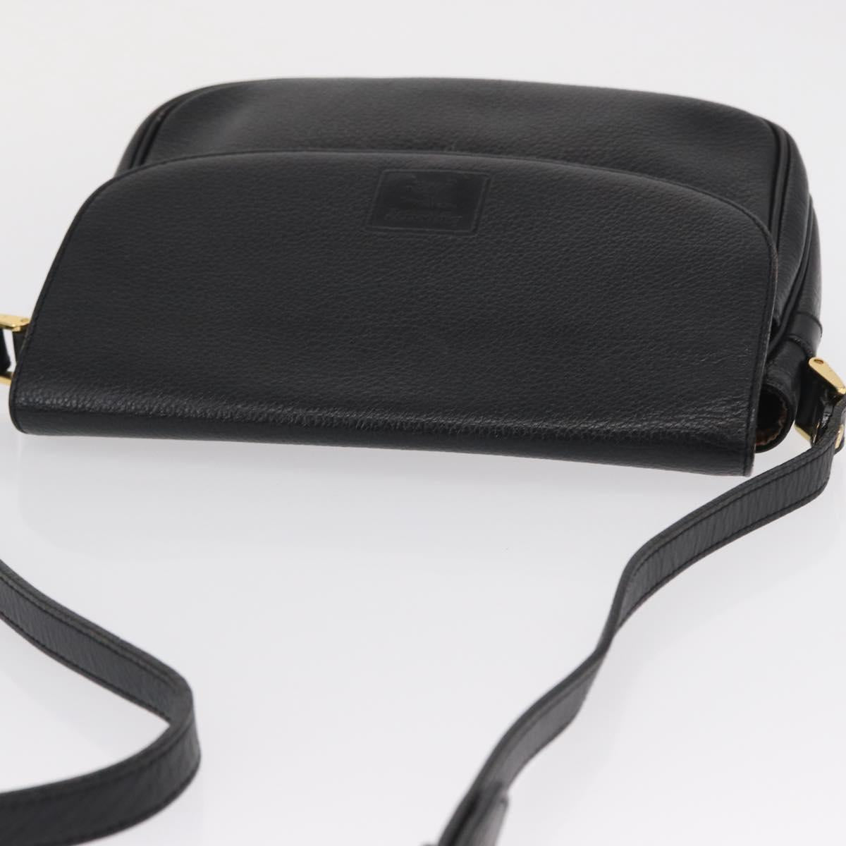 Burberrys Shoulder Bag Leather Black Gold Auth 154288