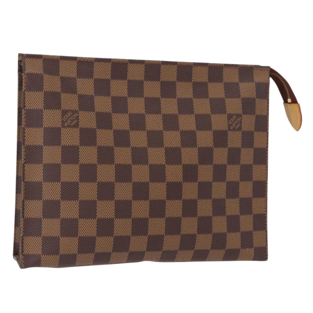 LOUIS VUITTON Damier Ebene Poche Toilette 26 Pouch N47543 LV Auth 154300