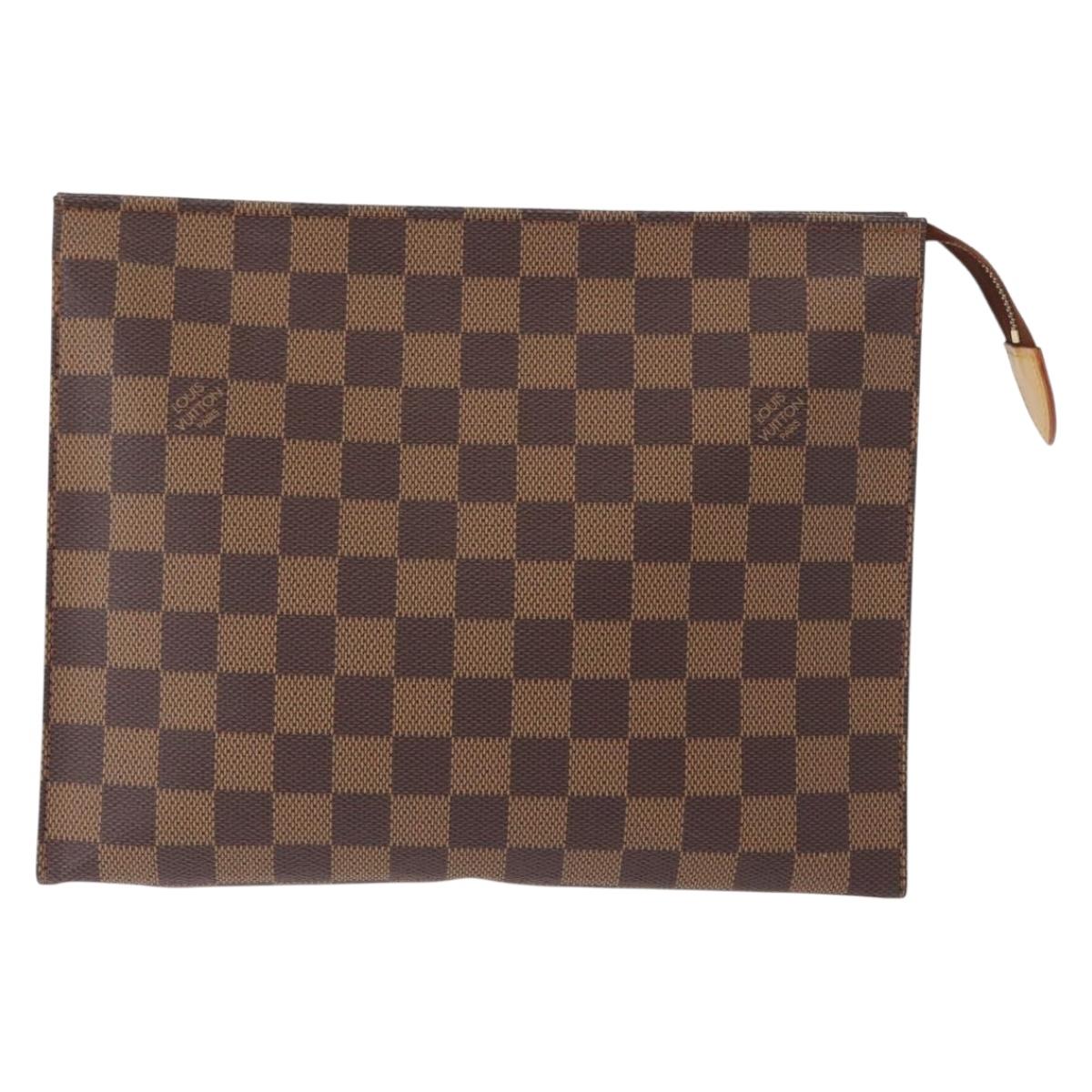 LOUIS VUITTON Damier Ebene Poche Toilette 26 Pouch N47543 LV Auth 154300