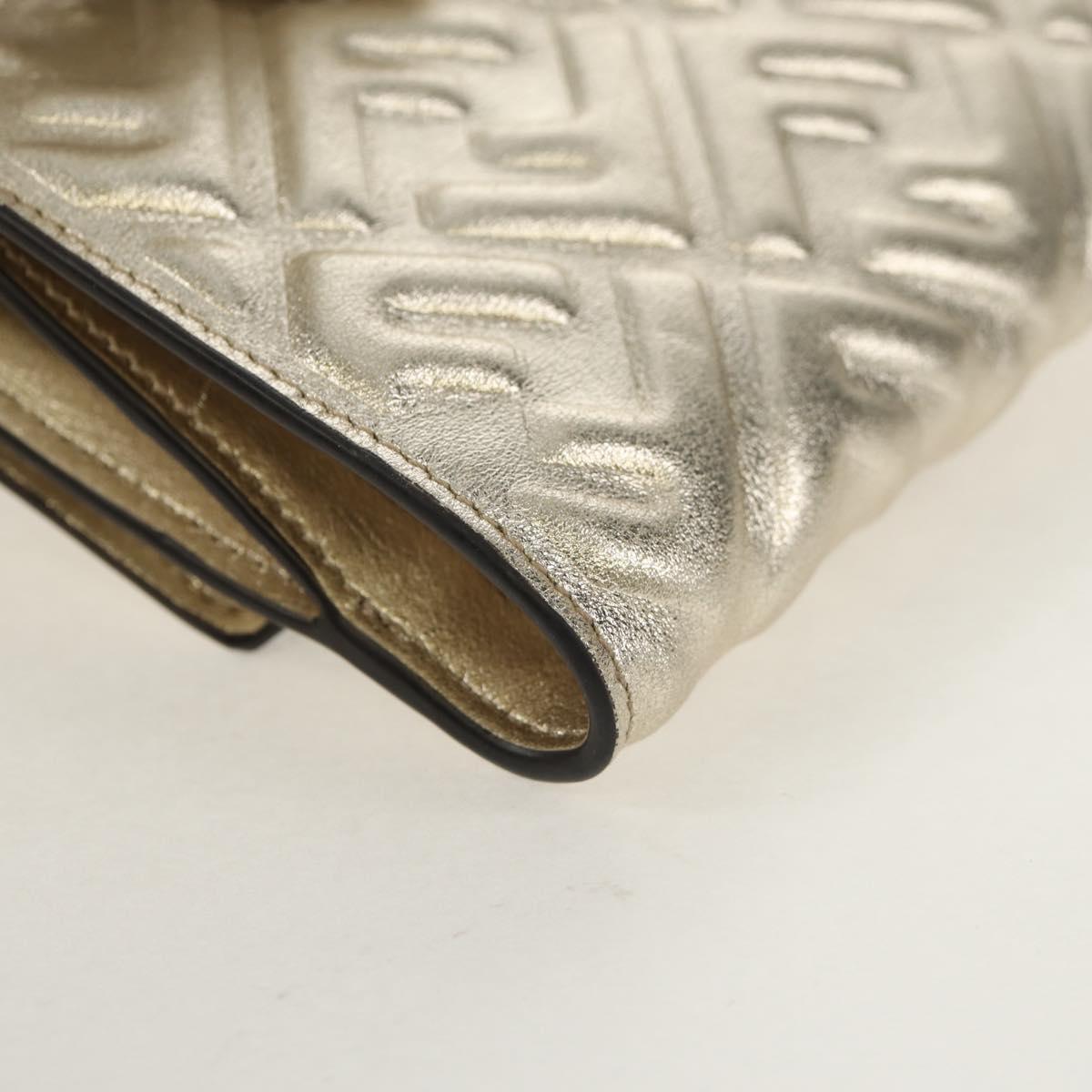 FENDI Zucca Canvas Wallet Leather Gold Tone Auth 154304M