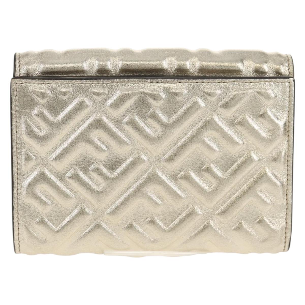 FENDI Zucca Canvas Wallet Leather Gold Tone Auth 154304M