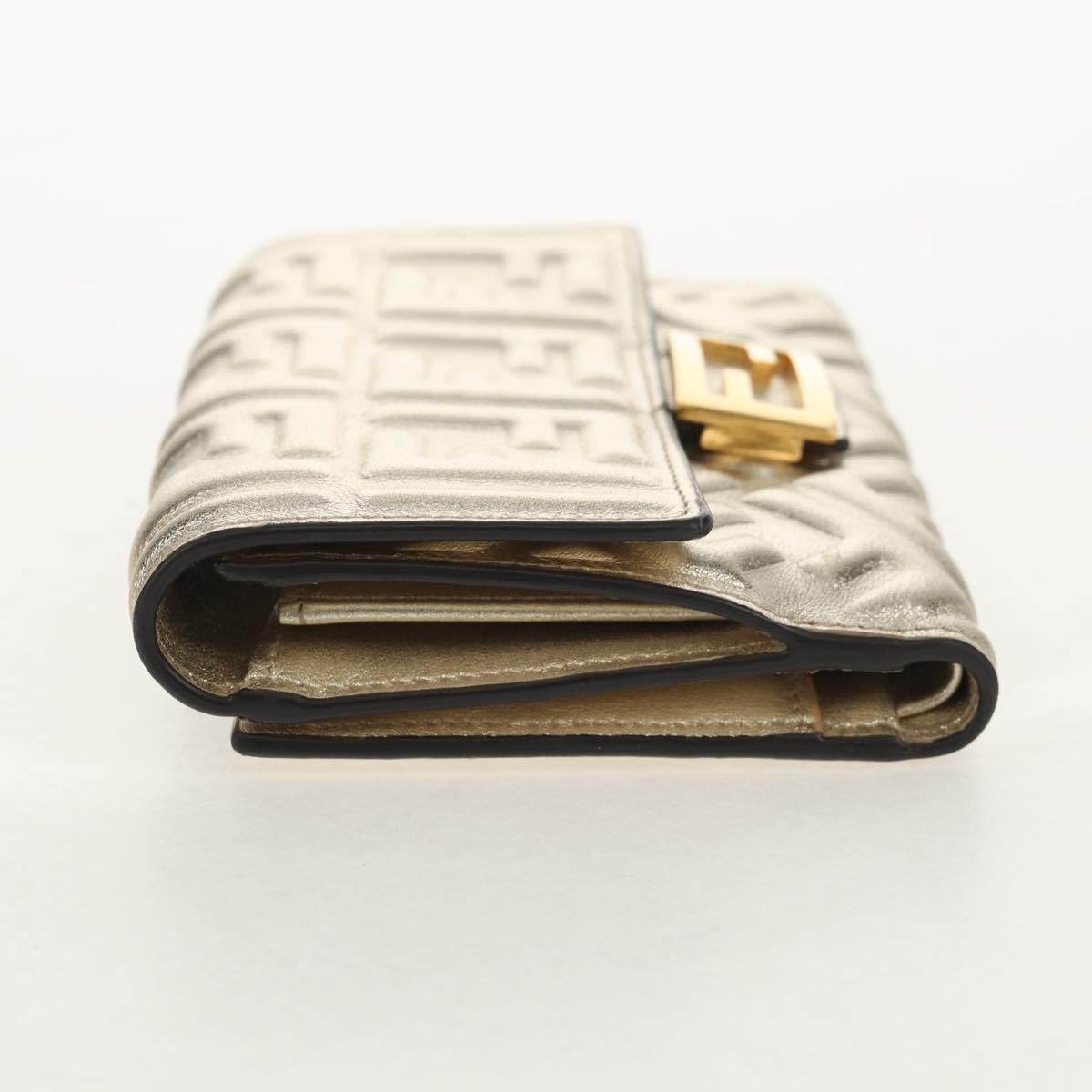 FENDI Zucca Canvas Wallet Leather Gold Tone Auth 154304M