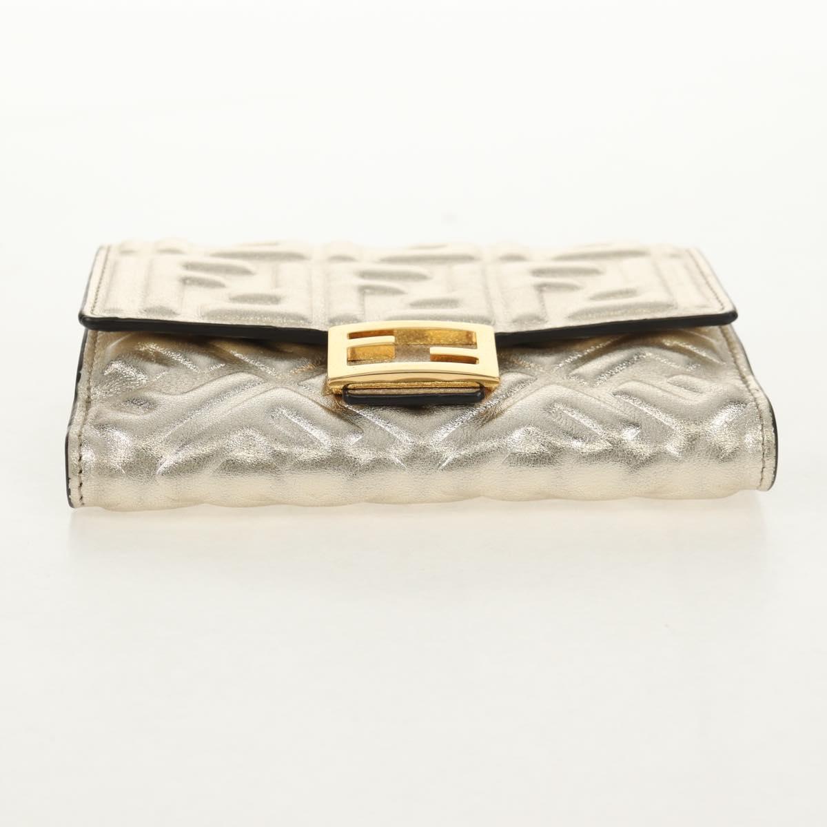 FENDI Zucca Canvas Wallet Leather Gold Tone Auth 154304M