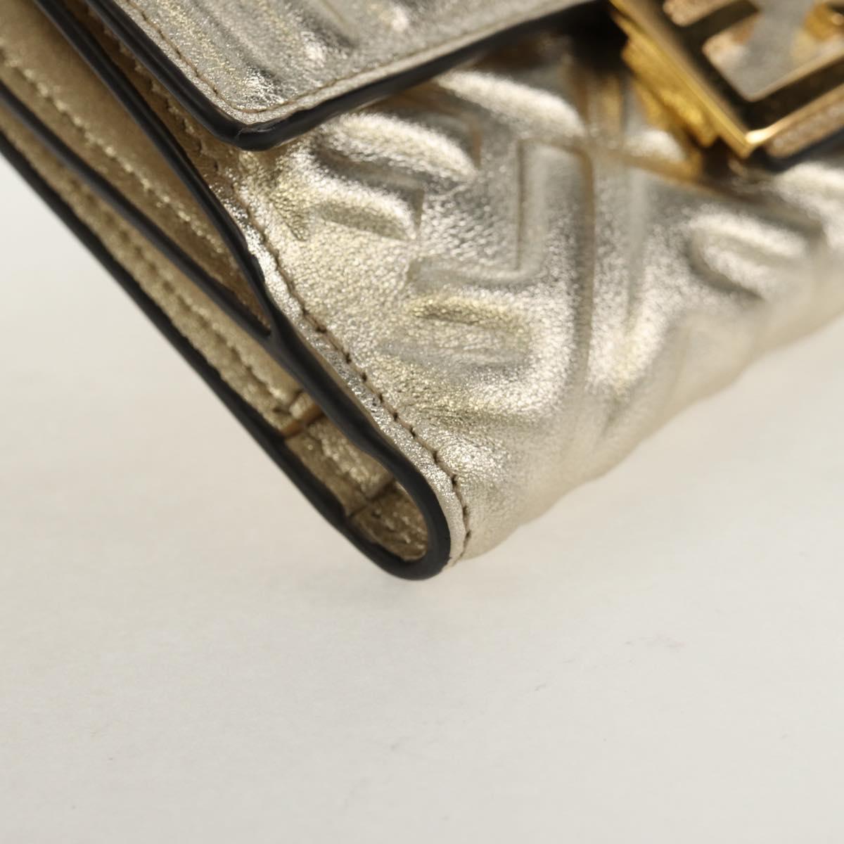 FENDI Zucca Canvas Wallet Leather Gold Tone Auth 154304M