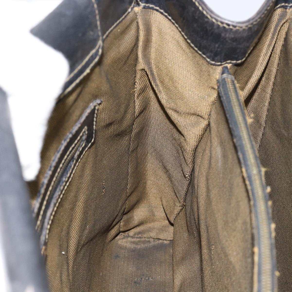 FENDI Zucca Canvas Hand Bag Black Brown Auth 154305