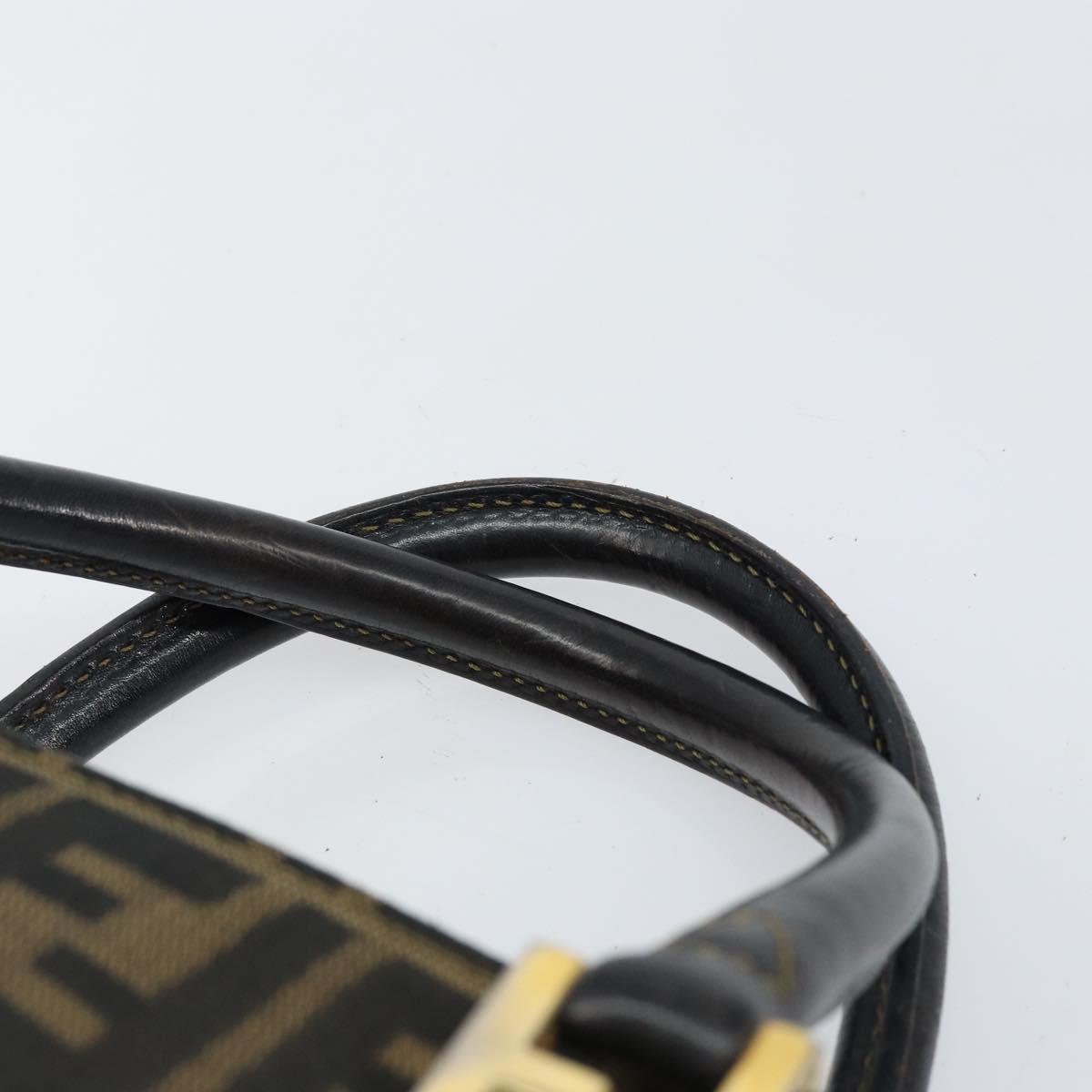 FENDI Zucca Canvas Hand Bag Black Brown Auth 154305