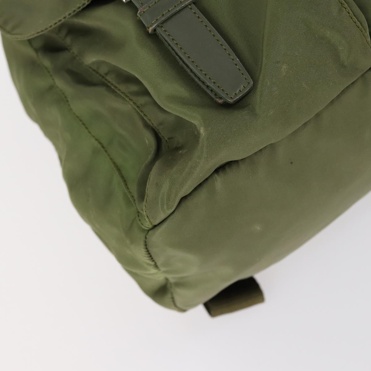 PRADA Backpack Nylon Green Silver Auth 154322