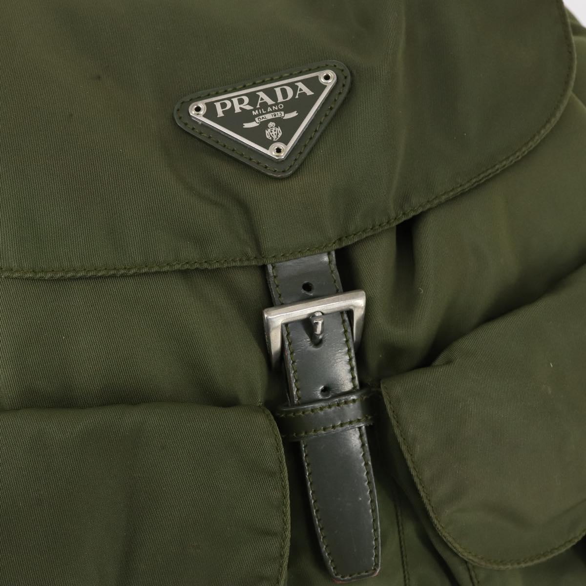 PRADA Backpack Nylon Green Silver Auth 154322