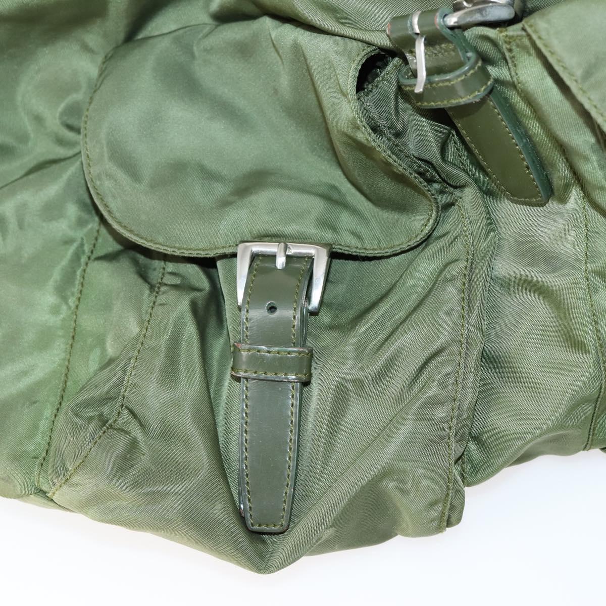 PRADA Backpack Nylon Green Silver Auth 154322