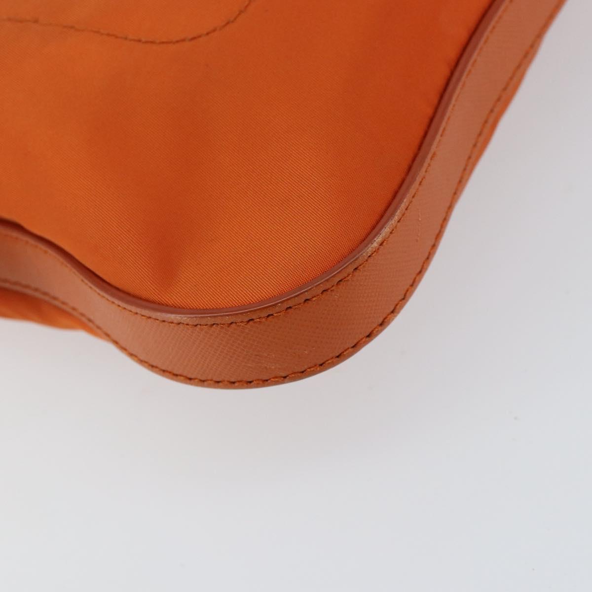 PRADA Shoulder Bag Nylon Orange Gold Auth 154323