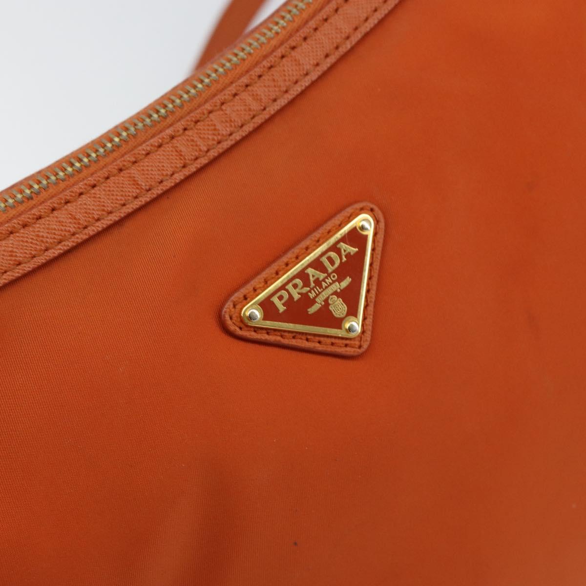 PRADA Shoulder Bag Nylon Orange Gold Auth 154323