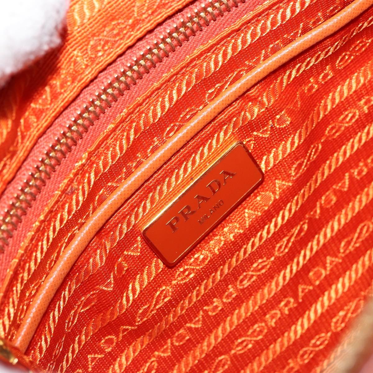 PRADA Shoulder Bag Nylon Orange Gold Auth 154323